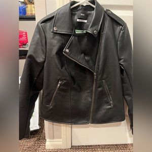 Faux Leather Jacket with Green Satin Lining from BDG (M)